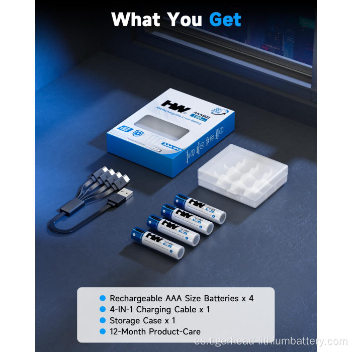 Batería de litio recargable 4P 1.5V AAA 1300mWh USB-C